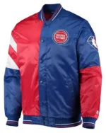 Red And Blue Detroit Pistons Leader Full-snap Satin Jacket