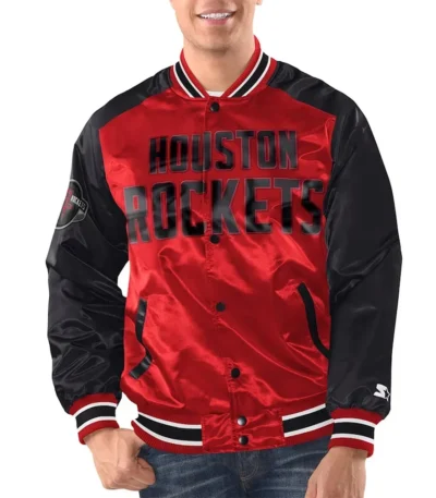 Red/Black Rockets Renegade Varsity Satin Jacket