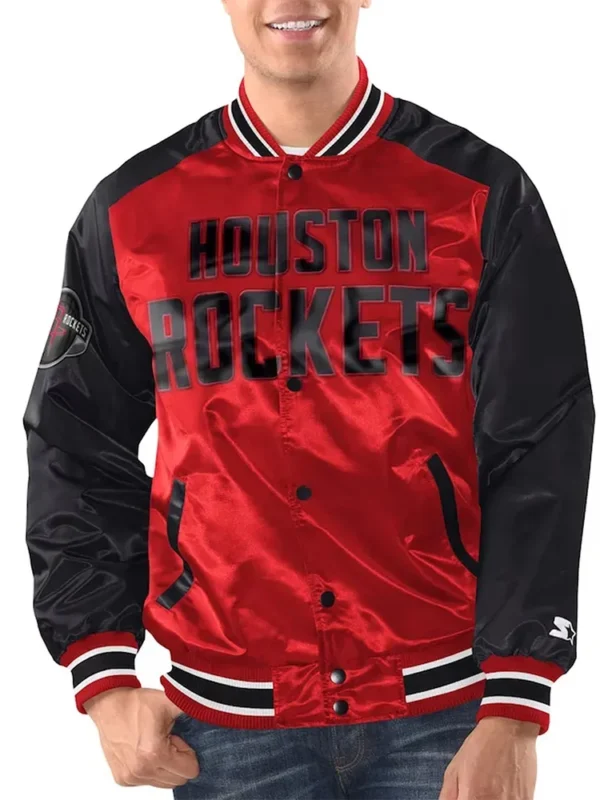 Red/Black Rockets Renegade Varsity Satin Jacket