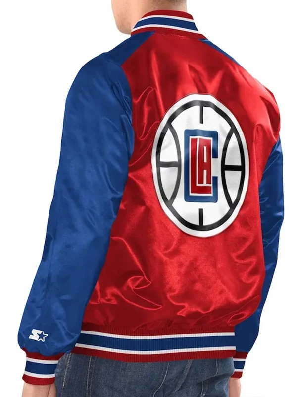 Red/Royal LA Clippers Renegade Varsity Satin Jacket