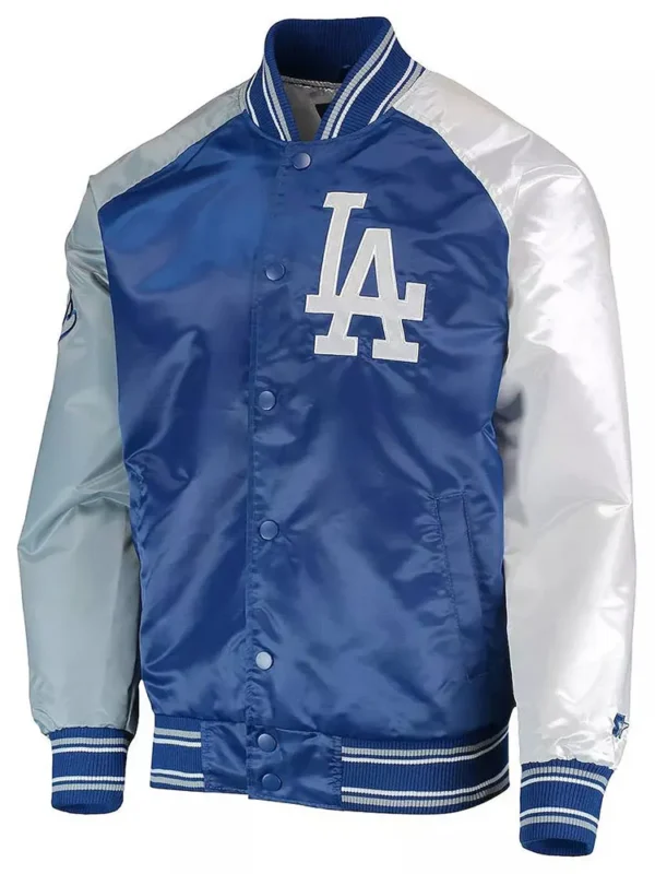 Reliever LA Dodgers Royal Blue, Gray and White Satin Jacket