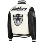 Retro Classic Las Vegas Raiders Varsity Cream and Black Jacket