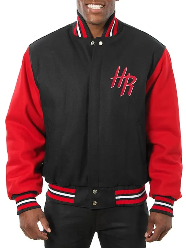 Rockets Black and Red Varsity Wool Jacket