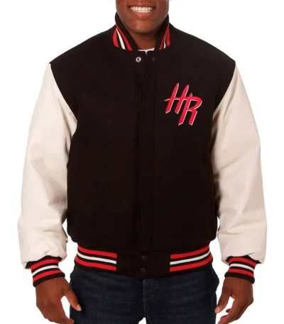 Rockets Black and White Varsity Jacket
