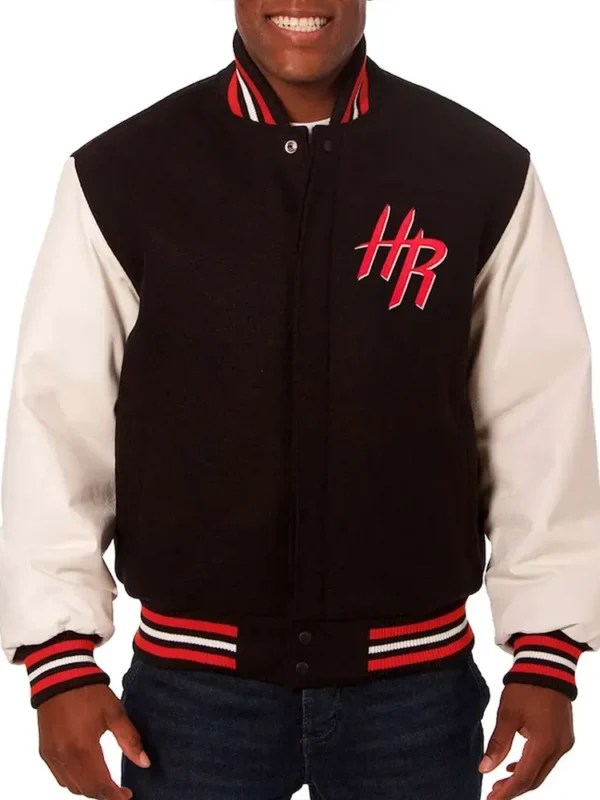 Rockets Black and White Varsity Jacket