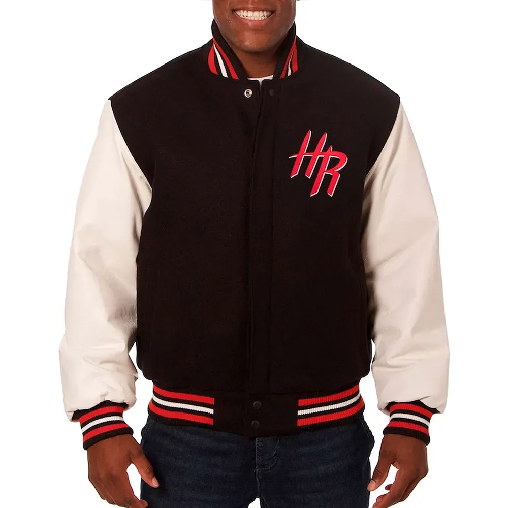 Rockets Black and White Varsity Jacket Rockets Black and White Varsity Jacket