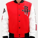 Rockets Full Snap Red and White Jacket