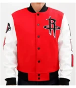Rockets Full Snap Red and White Jacket