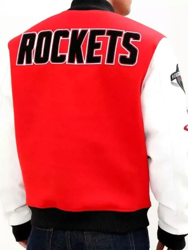 Rockets Full Snap Red and White Jacket