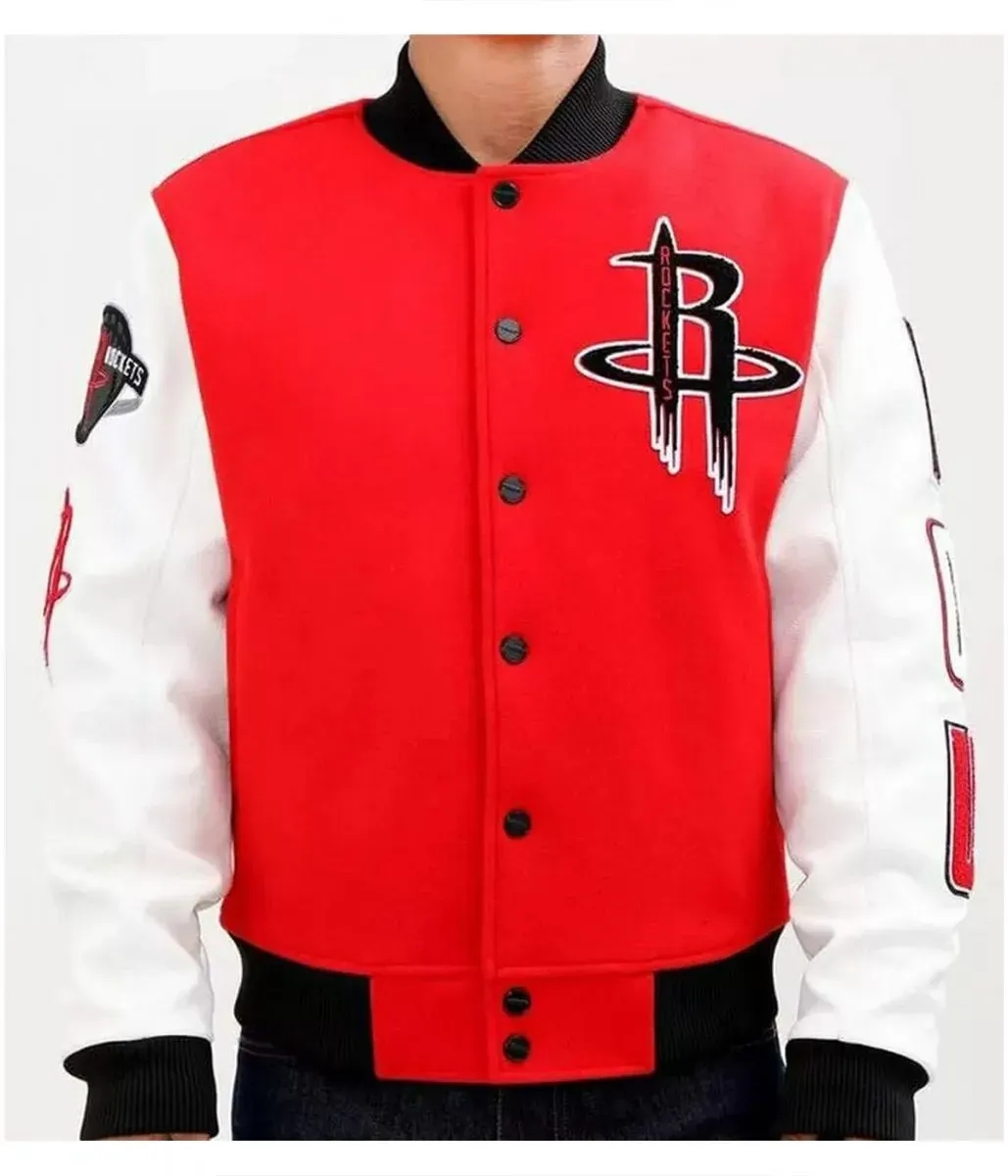 Rockets Full Snap Red and White Jacket Rockets Full Snap Red and White Jacket