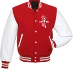 Rockets NBA Letterman Red and White Jacket