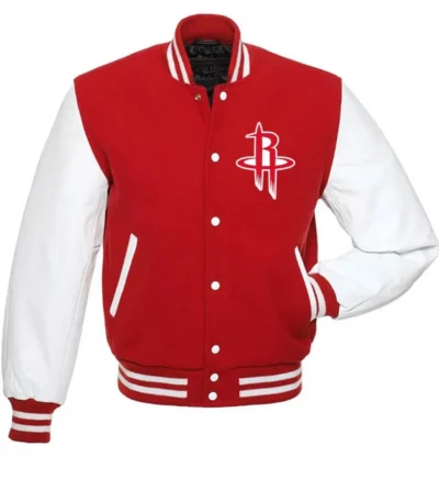 Rockets NBA Letterman Red and White Jacket