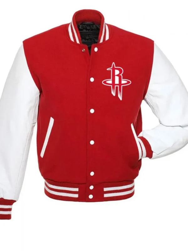 Rockets NBA Letterman Red and White Jacket