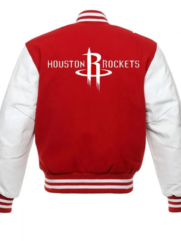 Rockets NBA Letterman Red and White Jacket