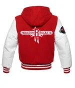 Rockets NBA Varsity Red and White Hooded Jacket