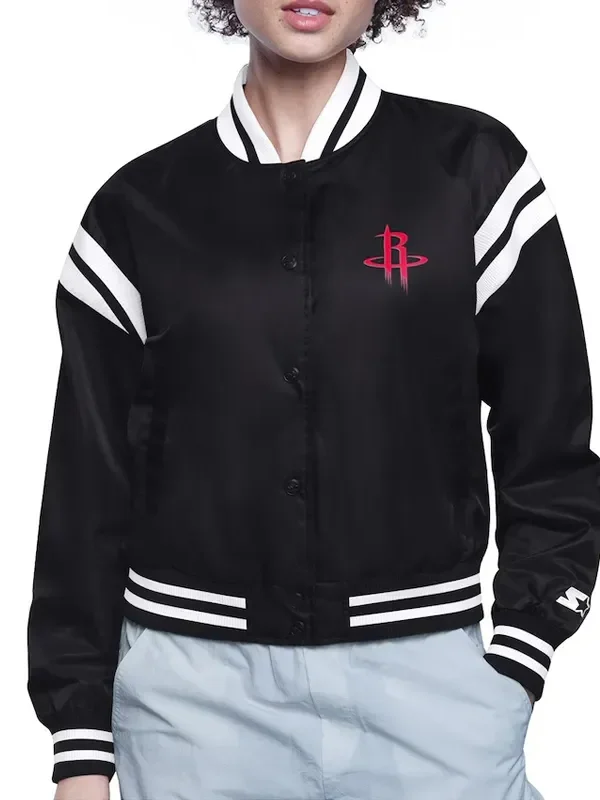Rockets Printed Logo Varsity Satin Jacket