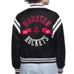 Rockets Printed Logo Varsity Satin Jacket