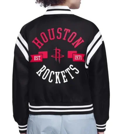 Rockets Printed Logo Varsity Satin Jacket
