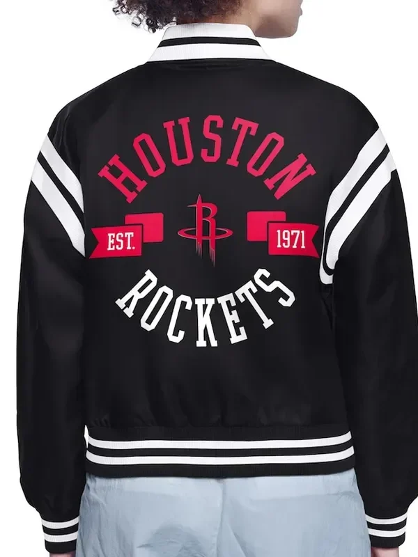 Rockets Printed Logo Varsity Satin Jacket