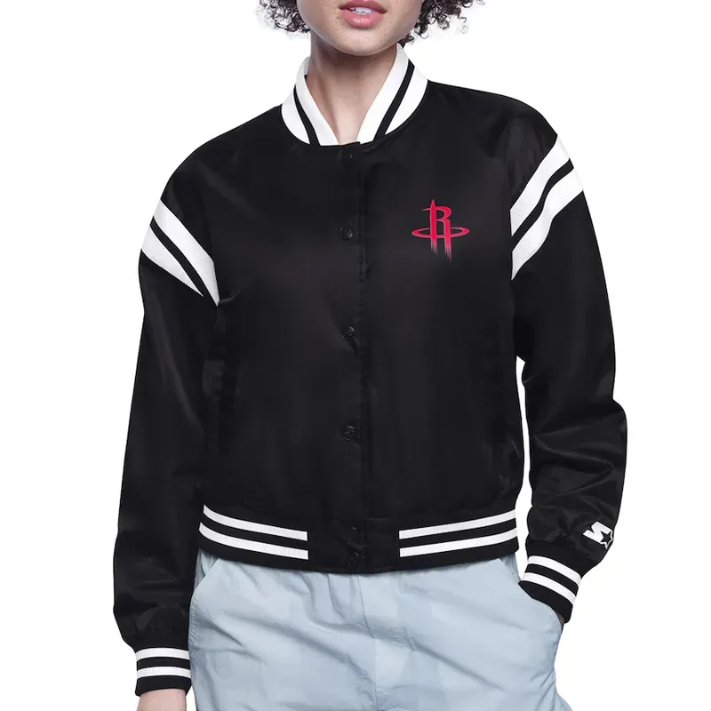 Rockets Printed Logo Varsity Satin Jacket Rockets Printed Logo Varsity Satin Jacket