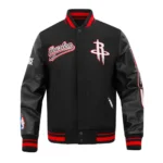 Rockets Script Tail Classic Rib Varsity Jacket