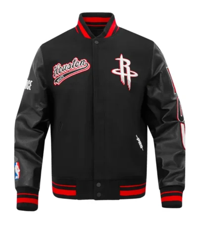 Rockets Script Tail Classic Rib Varsity Jacket