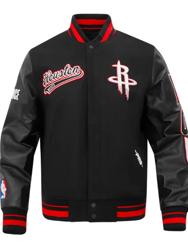 Rockets Script Tail Classic Rib Varsity Jacket