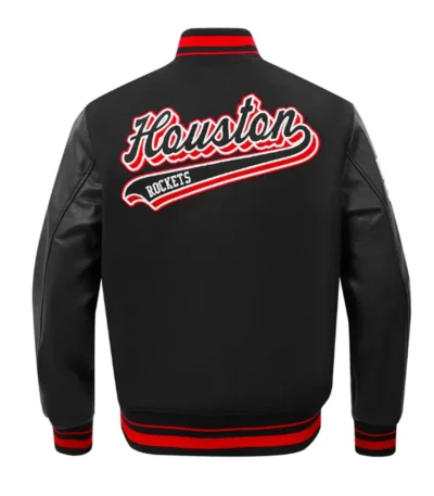 Rockets Script Tail Classic Rib Varsity Jacket