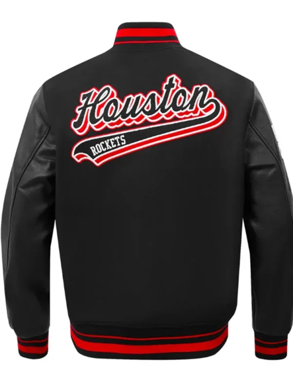Rockets Script Tail Classic Rib Varsity Jacket