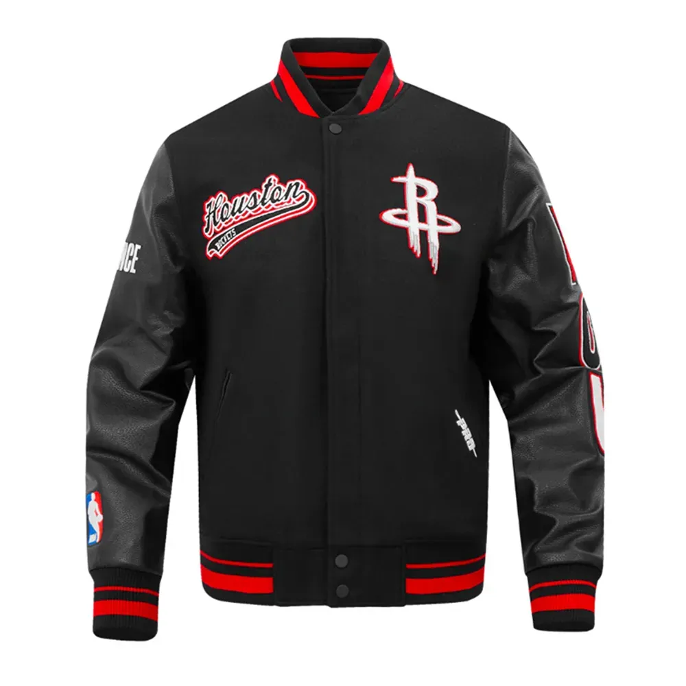 Rockets Script Tail Classic Rib Varsity Jacket Rockets Script Tail Classic Rib Varsity Jacket