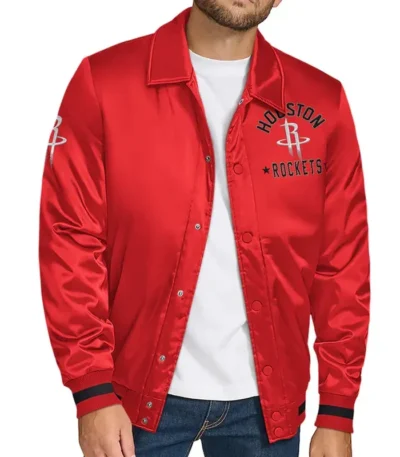 Rockets Stitch Applique Red Satin Jacket
