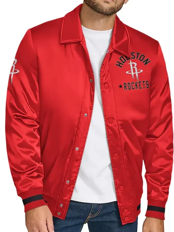 Rockets Stitch Applique Red Satin Jacket