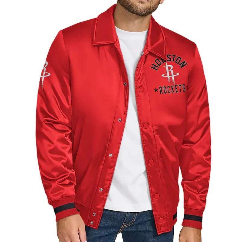 Rockets Stitch Applique Red Satin Jacket Rockets Stitch Applique Red Satin Jacket