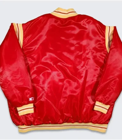 Rockets Teddy Red Varsity Satin Jacket