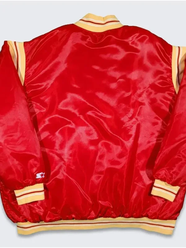 Rockets Teddy Red Varsity Satin Jacket