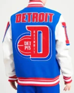 Royal And White Detroit Pistons Mashup Varsity Jacket