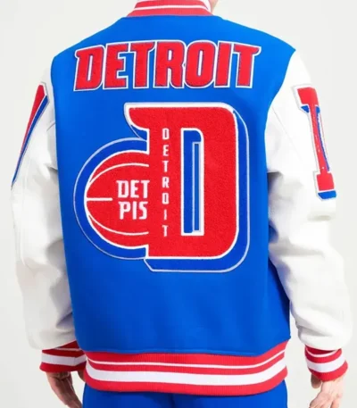 Royal And White Detroit Pistons Mashup Varsity Jacket