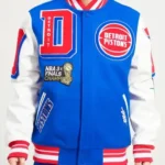 Royal And White Detroit Pistons Mashup Varsity Jacket