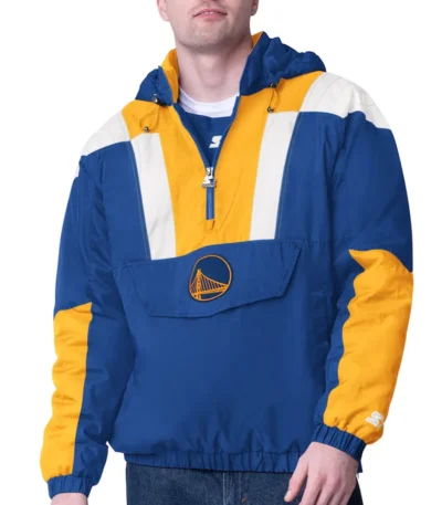 Royal-Gold Golden State Warriors Charger Half-Zip Pullover Jacket