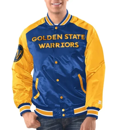Royal-Gold Golden State Warriors Renegade Varsity Satin Jacket