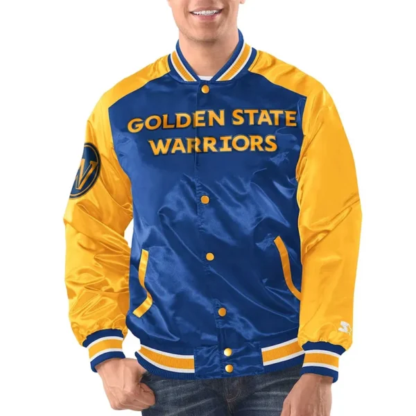 Royal-Gold Golden State Warriors Renegade Varsity Satin Jacket