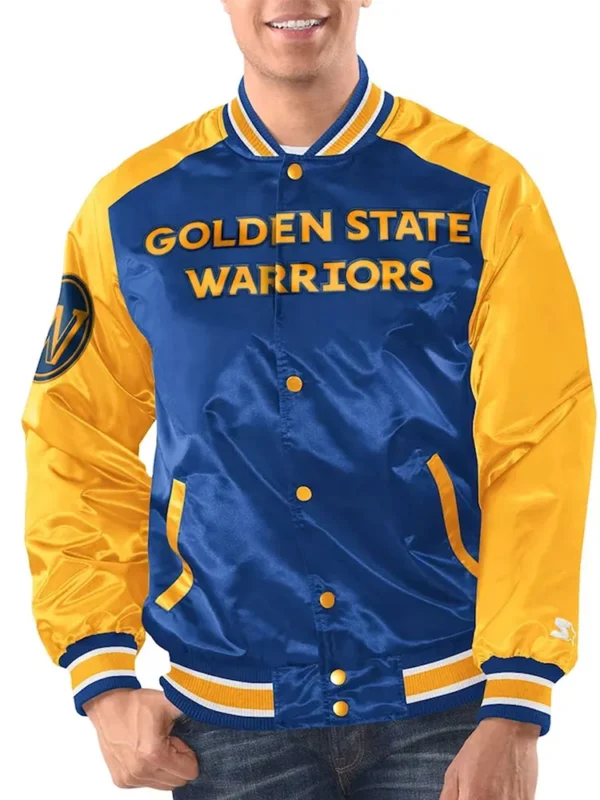 Royal-Gold Golden State Warriors Renegade Varsity Satin Jacket