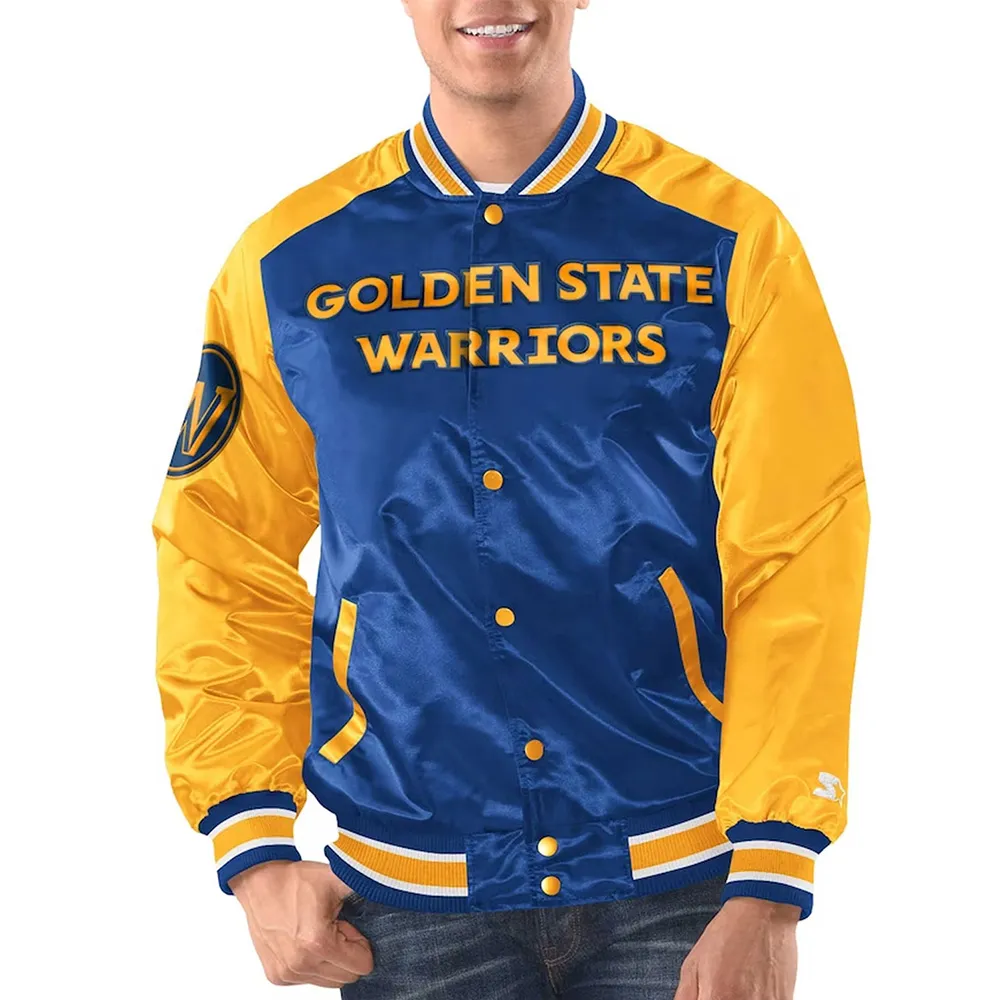 Royal-Gold Golden State Warriors Renegade Varsity Satin Jacket Royal-Gold Golden State Warriors Renegade Varsity Satin Jacket