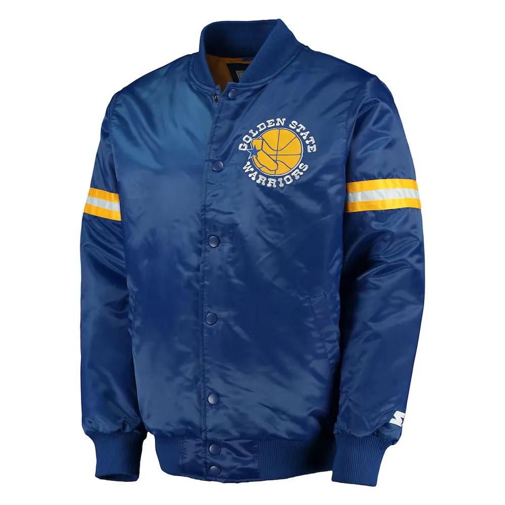 Royal Golden State Warriors Satin Jacket Royal Golden State Warriors Satin Jacket