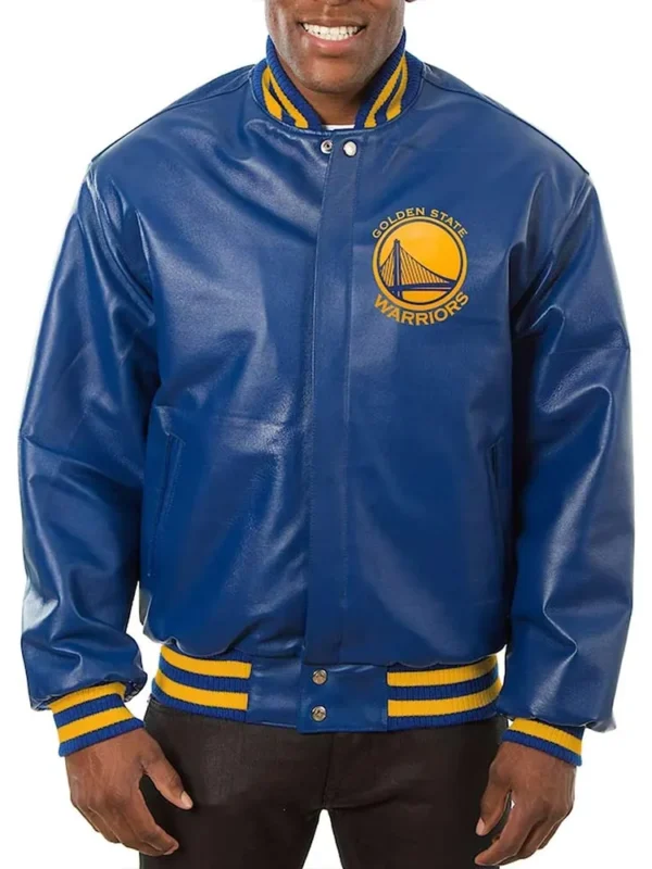 Royal Golden State Warriors Varsity Leather Jacket