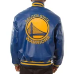 Royal Golden State Warriors Varsity Leather Jacket