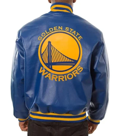 Royal Golden State Warriors Varsity Leather Jacket
