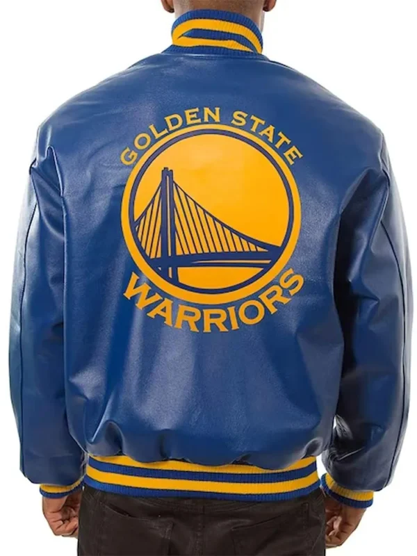 Royal Golden State Warriors Varsity Leather Jacket