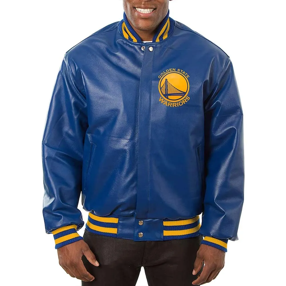 Royal Golden State Warriors Varsity Leather Jacket Royal Golden State Warriors Varsity Leather Jacket