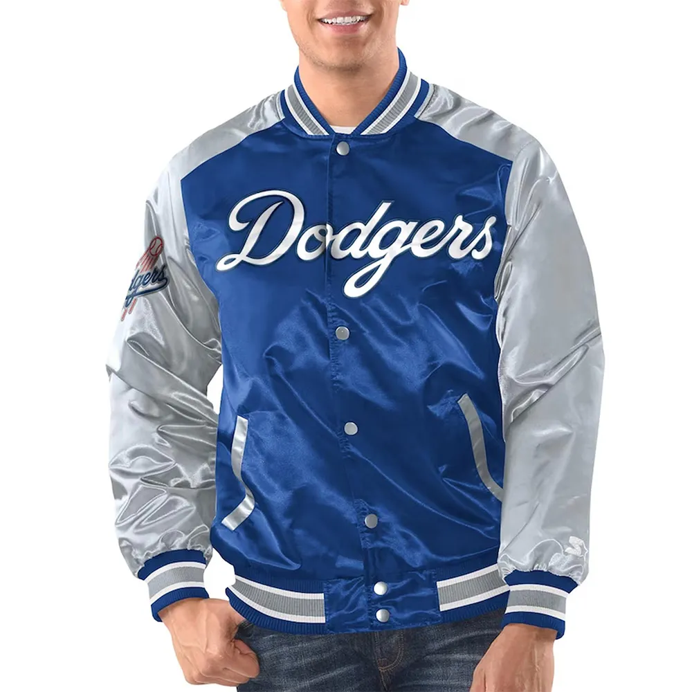 Royal/Gray Los Angeles Dodgers Renegade Varsity Satin Jacket Royal/Gray Los Angeles Dodgers Renegade Varsity Satin Jacket